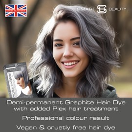 Metallic Graphite Grey Hair Dye Demi-Permanent, Grey Toner for Bleached Hair, Plex Hair Care, Vegan Hair Dye & Cruelty-Free, 100% Grey Coverage, Silver Grey Hair Colour by Smart Beauty (pack of 3)