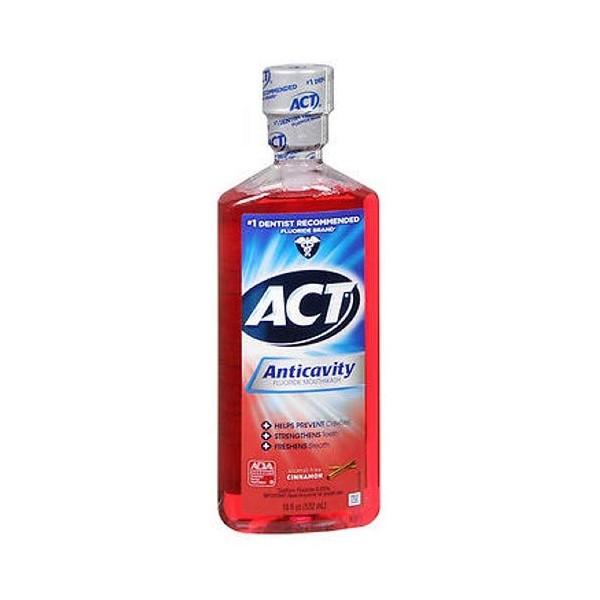 Act Act Anticavity Fluoride Mouth Rinse Alcohol Free, Cinnamon 18 oz (Pack of 3)