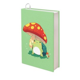 Upetstory Mushroom Frog Book Cover for Soft Covers Books Sleeve Paperbacks Hardcover Textbooks up to 9" x 11" with Ribbon Bookmarks for Teacher Students Classroom