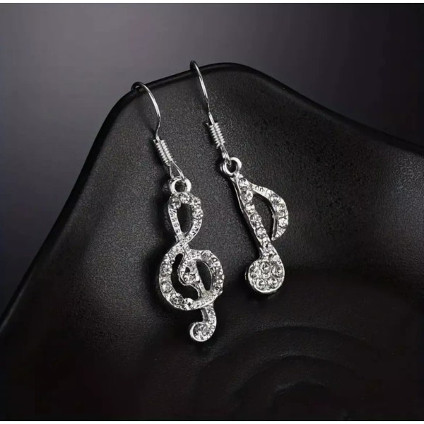 Unbranded Ladies Music Note Drop Crystal Dangle Earrings