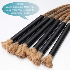 BBTO 6 Pieces Jute Tinder Tube Waterproof Wax Wick Fire Starter Accessory with Aluminum Sleeve for Outdoor Camping Hiking Trekking Supplies
