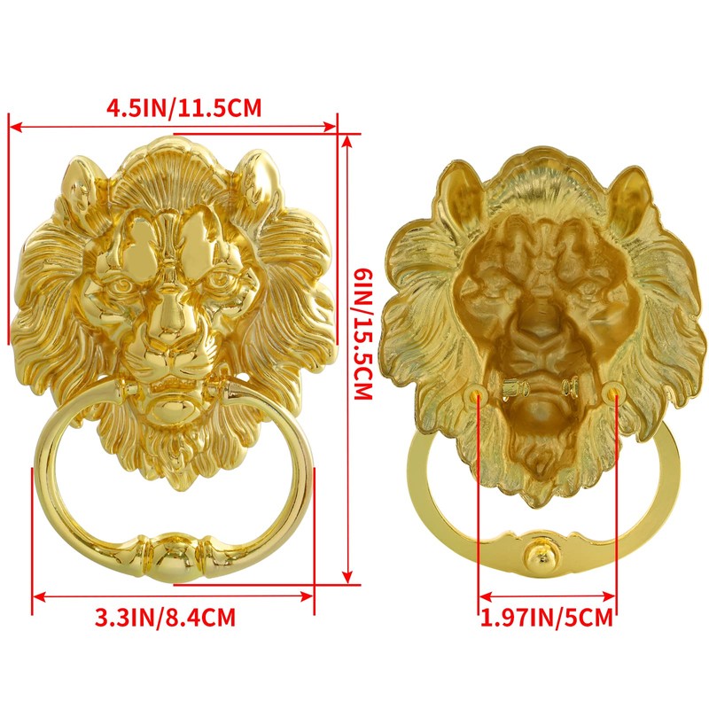 MOLIGOU Lion Head Door Knocker, 6 Inch Decorative Front Door