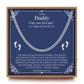 Ieftop Fathers Day New Dad Gifts for Men - New Dad 1st Father Day Daddy Gifts for Men Him, Happy Fathers Birthday Gift Necklaces, Silver Cuban Chain for Man Necklace Jewelry