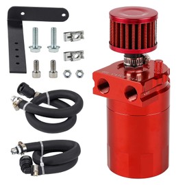 JDMON Oil Catch Can with Air Filter, Passenger Side Oil Separator Compatible with Ford F150 2.7EB 3.5EB 5.0L 2011-2021, Expedition 3.5L EcoBoost 2018-2021, Raptor 3.5L Ecoboost 2017-2021, Red 350ml