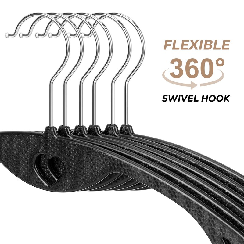 Plastic Hangers - Black Clothes Hanger No Shoulder Bumps &