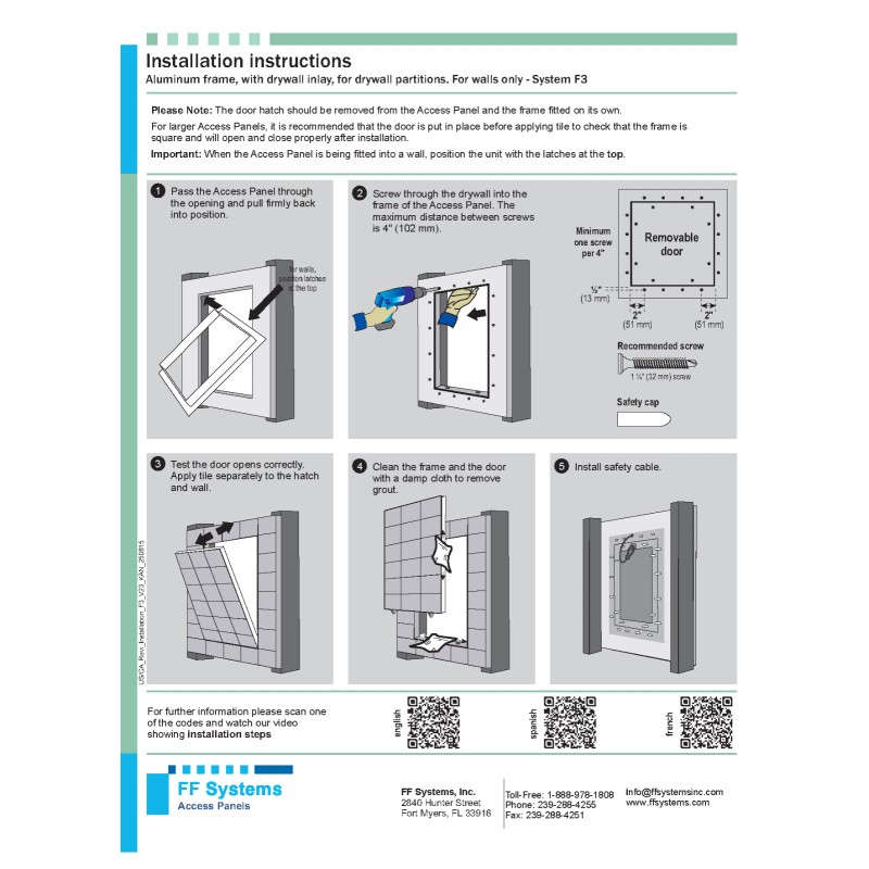 FF Systems System F3 - Access Panel | Removable |