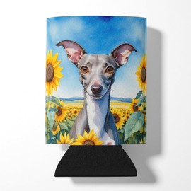 Caroline's Treasures Italian Greyhound in Sunflowers Can or Bottle Hugger Cooler Washable Drink Sleeve Collapsible Beverage Insulated Holder, Can Hugger, Multicolor