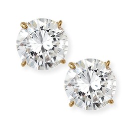 4ct CZ Stud Earrings Brilliant Cut Cubic Zirconia birth stone men women 14K gold plated (diamond white)