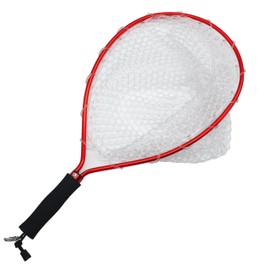 Fly Fishing Landing Net for Trout - Catch and Release, Made of Aluminum Alloy with Soft Rubber Mesh, Suitable for Kayak Fishing (Red)