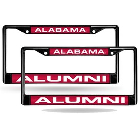 Alabama Crimson Tide Alumni Black Metal (Set of 2) Laser Cut License Plate Frames