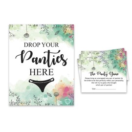 Inkdotpot White Girls Night Out Bachelorette Party Panty Game Greenery Floral Bridal Shower Game 1 Sign 30 Size Cards