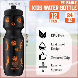 Talltalk 24 Pcs Basketball Party Favors 24 oz Basketball Water Bottle Gift for Team with Drawstring Bag Tumbler Cup Sports Themed Accessories for Events Gift Supplies