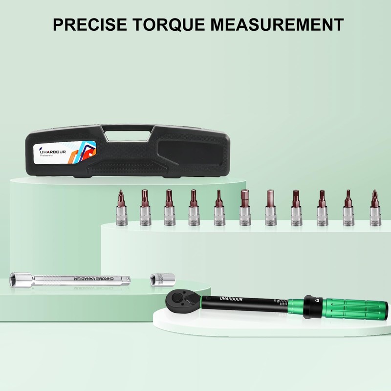 Uharbour Torque Wrench Set 1/4 Drive with Bits and Extension