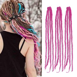 Dsoar Wool Dreads Extension Clip In Dreadlocks Pack of 3 Soft Fake Dreads Loc Extensions 22 Inches / 50 cm