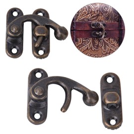 30 Pieces Small Box Latch Hasps, Antique Right Latch Hook Hasp Retro Style Iron Latch Hook Hasp for Jewellery Gift Boxes with 120 Pieces Replacement Screws (Bronze Right Carabiner Hook)