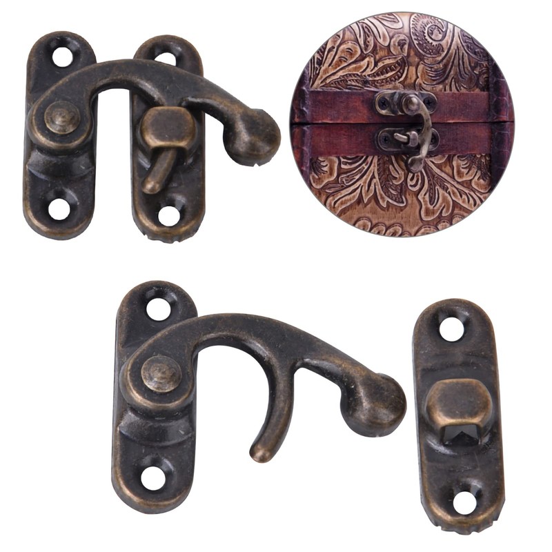 30 Pieces Small Box Latch Hasps, Antique Right Latch Hook