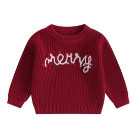 Suéter de Navidad para bebé recién nacido, lindo bastón de caramelo, suéter de punto cálido, ropa de otoño e invierno, Cadena de luz roja feliz, 12-18 Meses