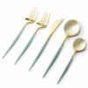 Decorline 40 Pc Elegant Gold and Turquoise Two Tone Cutlery