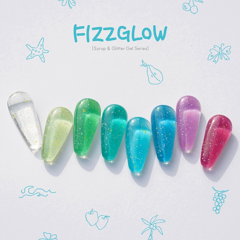From the Nail Fizz Glow Syrup Gel Glitter Gel 8-piece