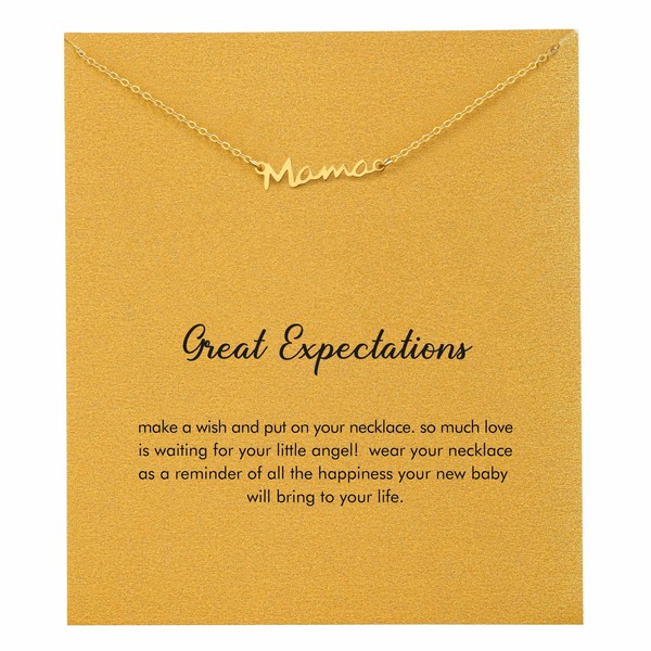 RZKING New Mom Gifts, Gold Plated Mama Necklace Gifts for