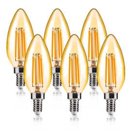 ALAMPEVER Chandelier Light Bulbs,E12 Candelabra Bulb 40 Watt,E12 LED Bulb 2200K Warm White,Candle Light Bulbs 6 Pack
