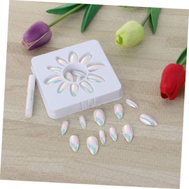 PACKOVE 28pcs Metallic Nail Art Stickers Self-Adhesive Mirror Finish Fake Nails for Designs for Parties and Creative Art Projects