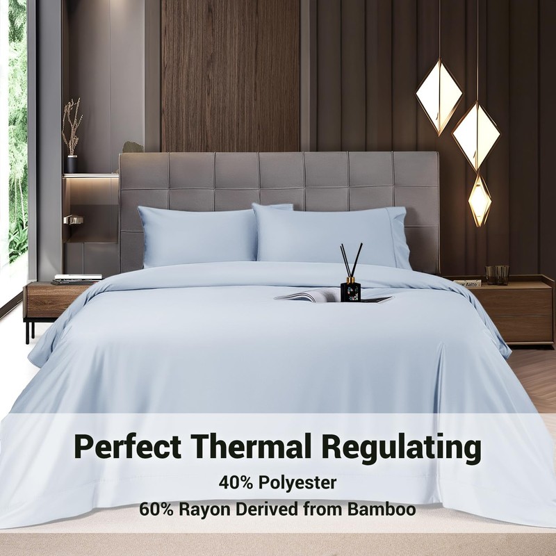 Shilucheng 4 Piece King Sheet Sets, Cooling Sheets, Blend Rayon