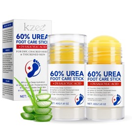 Urea Foot Cream 60 Percent for Cracked Heels and Callused Feet, Foot Moisturiser Stick for Dry Rough Skin, Cracked Heel Repair Cream with 2% Salicylic Acid, Non-Greasy Fast Absorbing Foot Balm, 2PCS