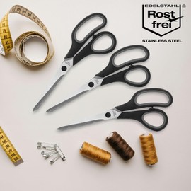 Wilhelm Sell® 6x Universalscheren - scharfe Edelstahlklingen & Komfortgriff - für Rechts- & Linkshänder - robustes Scheren-Set für Haushalt, Küche & Basteln - rostfrei & langlebig (6x - M)