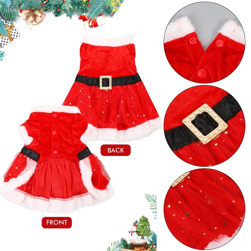 Cute Pet Christmas Costume, Girl Dog Christmas Holiday Dress with
