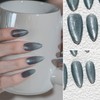Sun&Beam Nails Handmade Nail Tip, Medium, Long, Almond, Gray, False