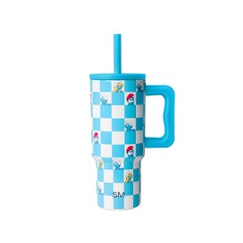 Simple Modern 24oz Trek Kids Tumbler with Silicone Straw Lid - Dishwasher Safe - Leak Proof:_Smurfs Checkmate