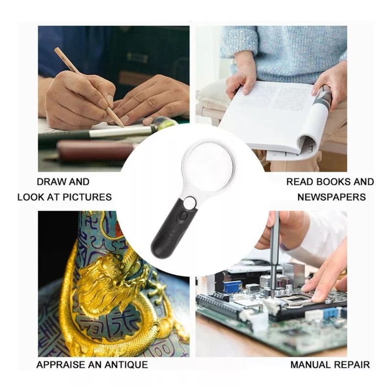 Glass Lupa Luminosa Led Joyero Luz Uv Detector Billete Falso