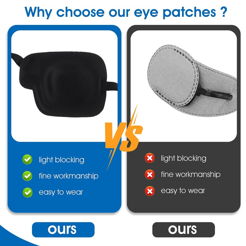 2Pcs Left Eye Patches for Adults,3D Adjustable Eyepatchs for Left