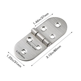 Pack of 4 180 Degree Hinges Folding Round Folding Hinge Stainless Steel Flap Hinge Mini Furniture Hinge for Folding Table, Cabinet, Wardrobe, Wooden Box, Furniture, Sewing Machines, with 24 Screws,