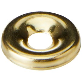 Merriway BH05861 (100 Pcs) EB Surface Screw Cup Washer for No. 8 Screws, Brass Plated - Pack of 100 Pieces