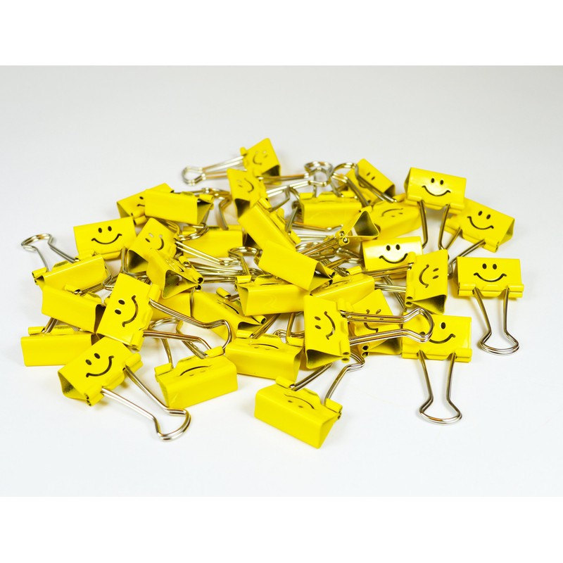 Rapesco 1427 25 mm Smiles Foldback Clips - Bright Yellow