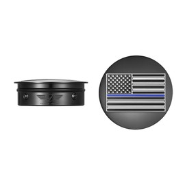 Figurati Designs Stainless-Steel/Black Contrast Cut Swing Arm Covers American Flag Blue Line (reversed) for Harley-Davidson