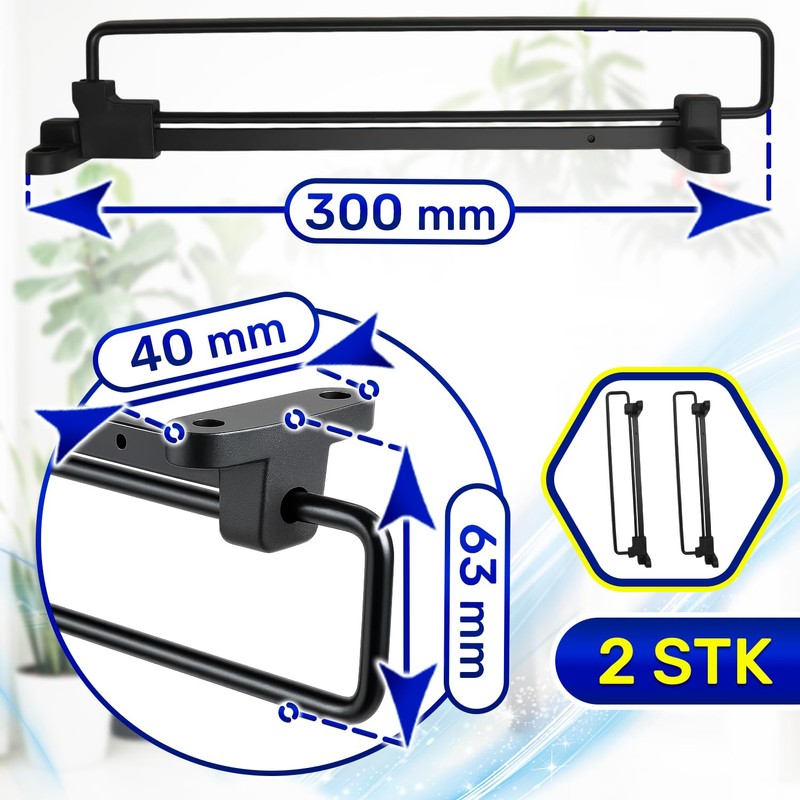 Set of 2 Clothes Rails, Extendable Wardrobe 300 mm, Extendable