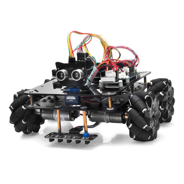 OSOYOO Omni-directinal Mecanum Wheels Robotic Car Kit for Arduino Mega2560 Metal Chassis DC Motor DIY STEM Remote Controlled Educational Mechanical DIY Coding for Teens Adult