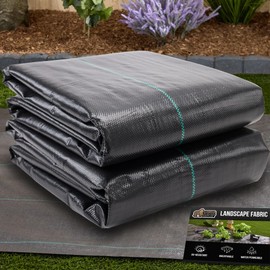 GORILLA GRIP 1.5 FT x 50 FT Powerful Weed Barrier Landscape Fabric, Durable Tear Resistant Blocker, Permeable UV Resistant Fabrics for Landscaping Outdoor Garden Bed, Ground Mulch, 3.2oz Woven