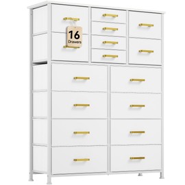 YITAHOME Dresser with 16 Drawers, Large Chest of Drawers, Tall Dressers with Wood Top and Metal Frame