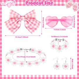 HOWAF 80s Fancy Dress For Women, Pink Sunglasses Pink Hair Clips Pink Flower Necklace Flower Earrings Flower Bracelet Pink Temporary Tattoos 80s Accessories for Women Girls Pink Ladies Fancy Dress