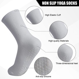 Fjquamitix 4 Pairs Reformer Pilates Socks Yoga Socks Non Slip Grip Cotton Sock for Women Ladies Girls Gym Workout Sport Exercise Ballet Dance Pilates Yoga (White+Black+Grey1+Grey2)