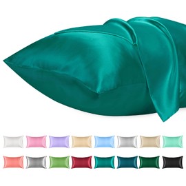 Lirex Satin Pillowcase for Hair and Skin, Super Soft and Cooling Similar to Silk, 2 Pack Standard Size 20"X 26" Pillow Cases with Envelope Closure, Gifts for Women Men, Aquamarine