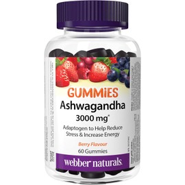 Webber Naturals Ashwagandha Gummy, 60 Berry Flavoured Gummies, Helps to Reduce Stress and Increase Energy, Vegan