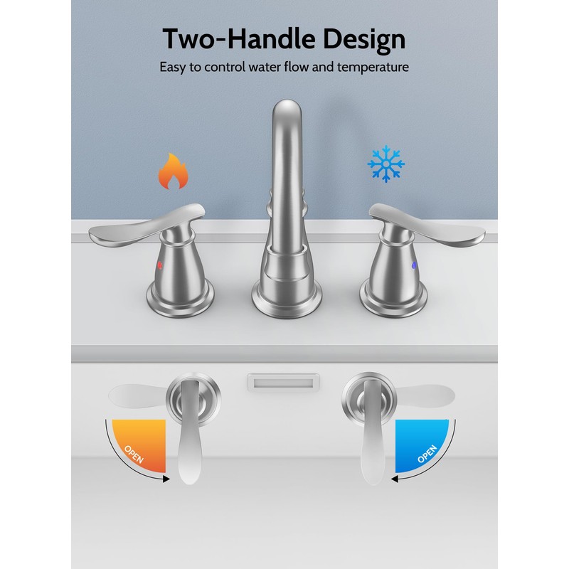 Kicimpro 3 Hole Bathroom Faucet with Pop -Up Drain for