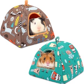 PETKNOWS 2 Pack Guinea Pig Bed, Guinea Pig Hideout Washable Small Animal House Cage Accessories for Dwarf Rabbits Chinchillas Hamsters Hedgehogs Ferrets Bearded Dragons and Rats