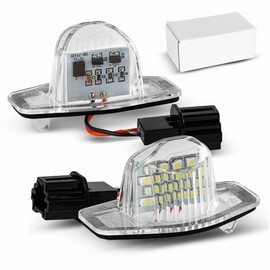 Yankok LED License Plate Lights for Honda CR-V Civic Accord Crosstour HR-V Odyssey Insight Element FR-V Jazz Element Fit and Stream 18-SMD 6500K 3W Xenon White Tag Lamp Replacement