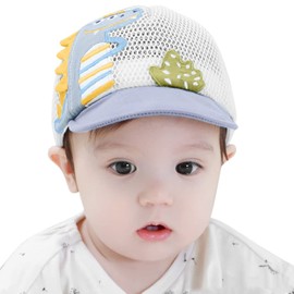 ITODA Dinosaur Baby Hat, Cap, 2-Way Usage, 10 Months - 3 Years, Kids, Baseball Cap, Sun Hat, Wide Brim, Breathable, Girls, Boys, Baby Hat, Size Adjustable, Children's Hat, Outdoor, 18.1 - 19.7 inches